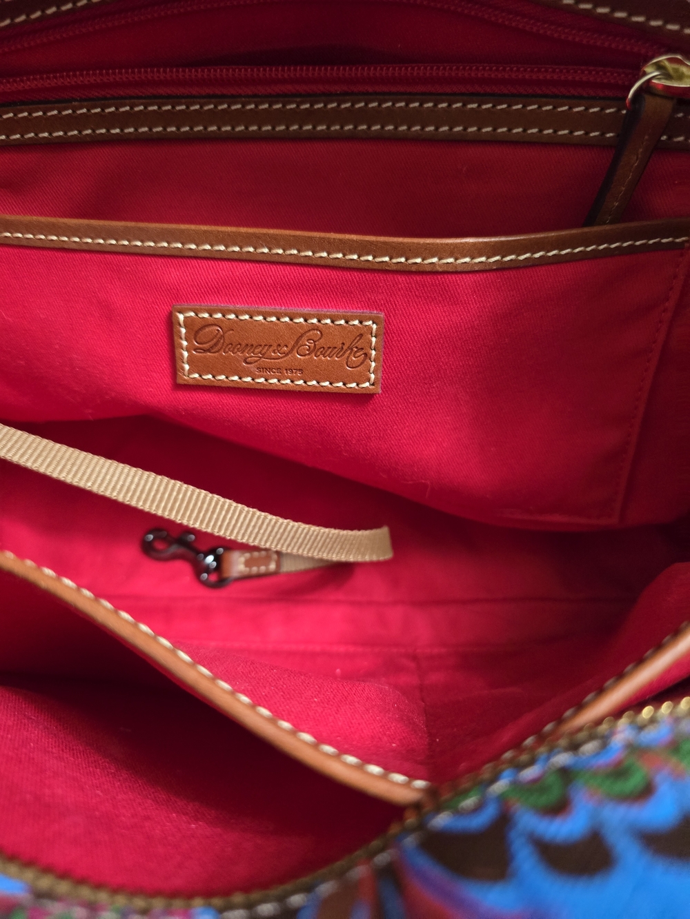 Dooney & Bourke Multicolor Marbled Print Tote and Wristlet with Brown Trim - Picture 7 of 11